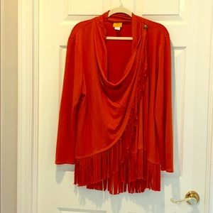 Wrap tunic top w/fringe
